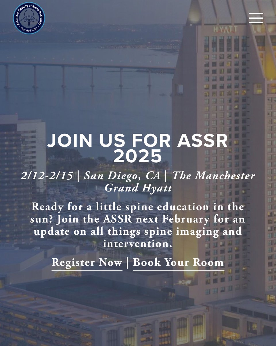 American Society of Spine Radiology (ASSR) (@the_assr) on Twitter photo #ASSR25 is in San Diego!
February 12-15!
theassr.org/assr-2025
๐ฅฐ
#Spine #Radiology
#MedEd
#RadRes #FutureRadRes
<a href="/LeviChazen/">J. Levi Chazen MD</a> <a href="/WendeNGibbs/">Wende Gibbs</a> <a href="/PeterGKranz/">Peter Kranz</a> <a href="/vinil_shah/">Vinil Shah</a> <a href="/KSeifertMD/">Kim Seifert, MD, MS</a> <a href="/radiology_ninja/">Ichiro Ikuta, MD, MMSc</a> #ASSR25 is in San Diego!
February 12-15!
theassr.org/assr-2025
๐ฅฐ
#Spine #Radiology
#MedEd
#RadRes #FutureRadRes
<a href="/LeviChazen/">J. Levi Chazen MD</a> <a href="/WendeNGibbs/">Wende Gibbs</a> <a href="/PeterGKranz/">Peter Kranz</a> <a href="/vinil_shah/">Vinil Shah</a> <a href="/KSeifertMD/">Kim Seifert, MD, MS</a> <a href="/radiology_ninja/">Ichiro Ikuta, MD, MMSc</a>