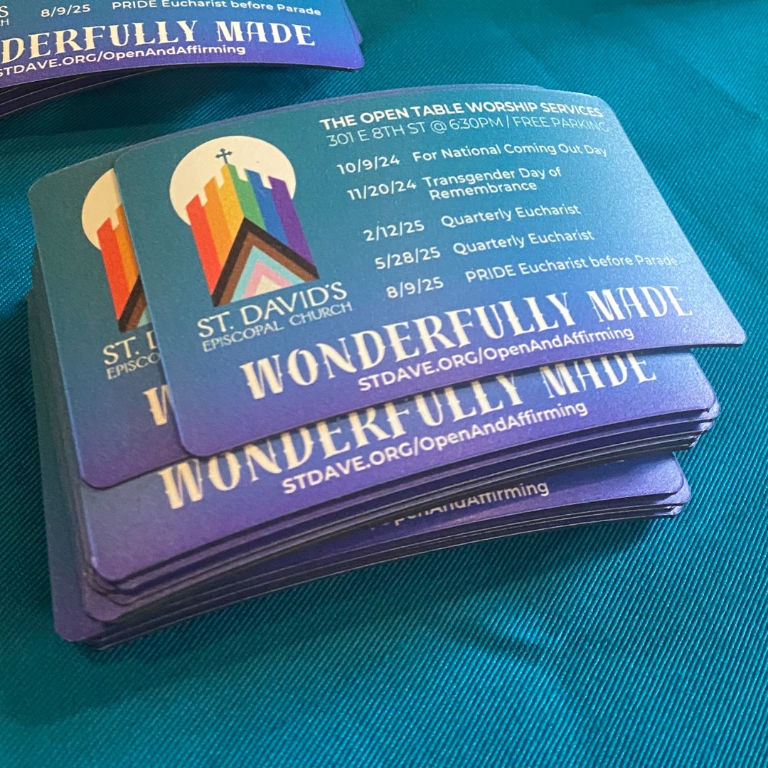 TONIGHT: THE OPEN TABLE WORSHIP SERVICE
6:30 p.m. Bethell Hall 
This service is for National Coming Out Day. The Open Table is St. David's LGBTQIA+ formation program. Learn more stdave.org/openandaffirmi…