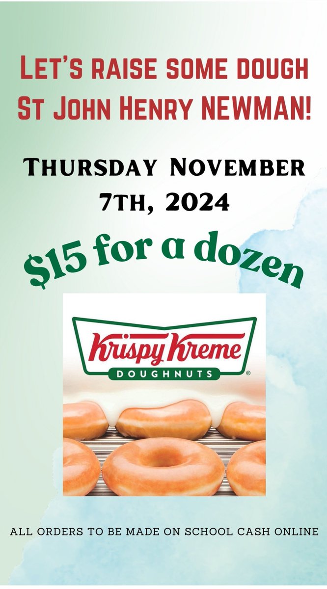 Jennifer Capel (@msj_capel) on Twitter photo Don't forget to place your order for the Krispy Kreme fundraiser. All orders must be placed through cash online by Oct. 24th. Thank you for your support!!!! <a href="/CNEWM_DPCDSB/">St. John Henry Newman CES</a> Don't forget to place your order for the Krispy Kreme fundraiser. All orders must be placed through cash online by Oct. 24th. Thank you for your support!!!! <a href="/CNEWM_DPCDSB/">St. John Henry Newman CES</a>