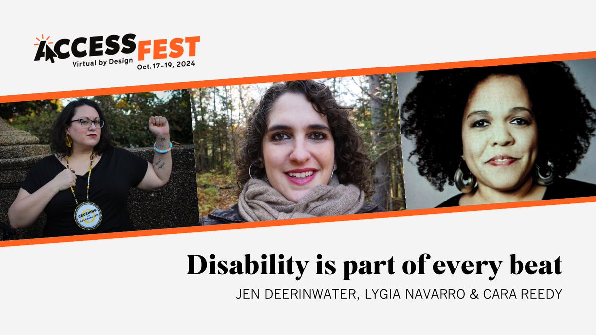 Journalists, join <a href="/JenDeerinwater/">jendeerinwater</a>, <a href="/LygiaNavarro/">Lygia Navarro (she/ella) ♿️ 🏳️‍🌈 💜 🏳️‍⚧️</a> and <a href="/infamouslyshort/">Cara Reedy</a> at #AccessFest24 for a discussion on how to cover topics like climate change, mass incarceration and poverty through a disability lens. 

🗓️ Oct. 17, 11 a.m. ET schedules.ire.org/accessfest-202…