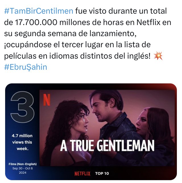 Sin duda la película del año me siento muy feliz por EbruŞahin el público, decide  se que la película sea un éxito 
#EbruŞahin #TamBirCentilmen