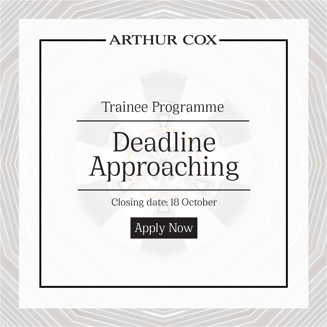 At Arthur Cox, our trainee programme has been designed to empower you with the skills and experience you need to excel in your legal career

Applications close 18th October, so don’t miss your chance to join NI’s leading corporate law firm

 bit.ly/BelfastTrainee…

#ArthurCoxNI