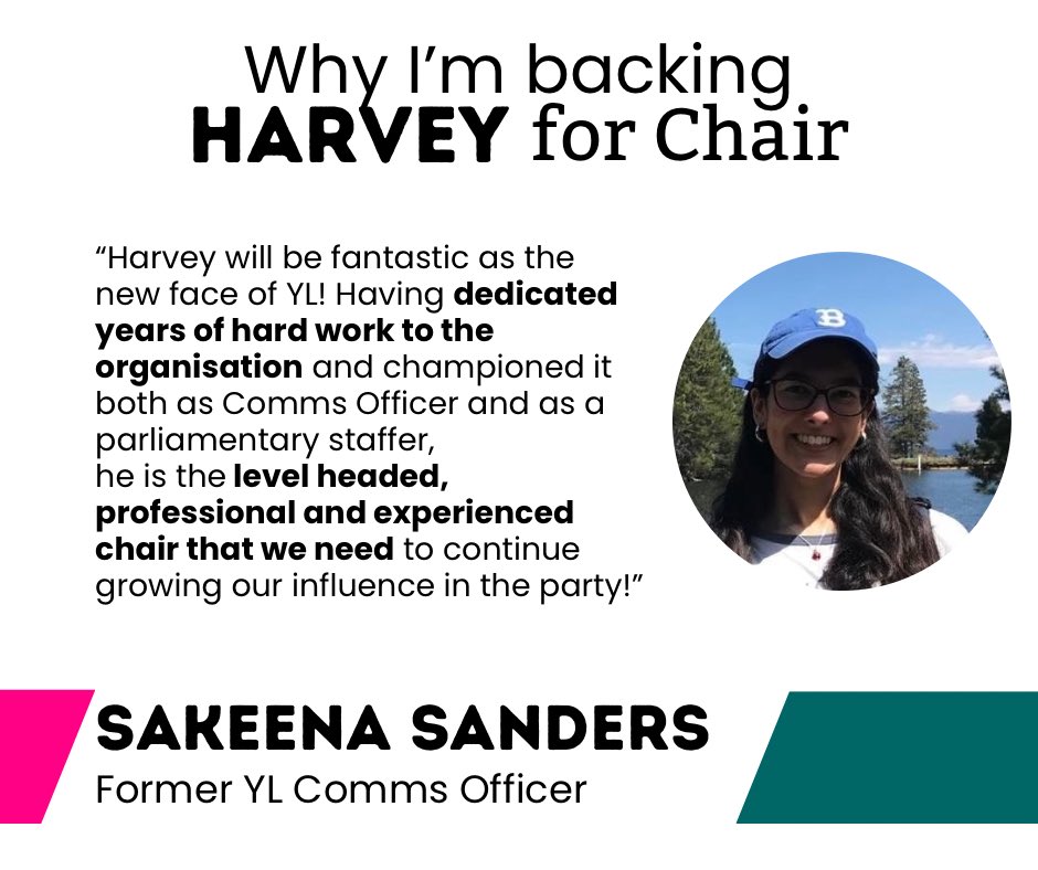 harvey_r_j's tweet photo. I’m delighted to have the backing of experienced voices from across Young Liberals.

Sakeena has worked hard as a Comms Officer and member of our committees. She knows we need to move YL forward, and that in the candidate to do that for every member. https://t.co/98Z5KlTSpE