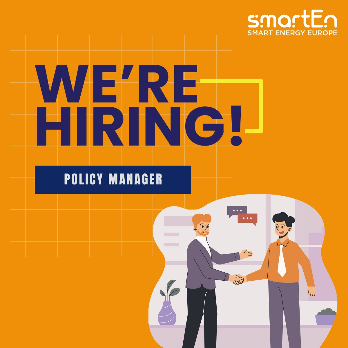 smartEnEU's tweet photo. 📣 Join smartEn and be part of Europe's clean #EnergyTransition! We're looking for a #PolicyManager to analyse EU legislative files and help shape the future of flexible energy.
Ready to make an impact? 💼
🔗 Apply here: https://t.co/4l3RL7sdII
#CleanEnergy #EUjobs https://t.co/5t1Cy4maEX
