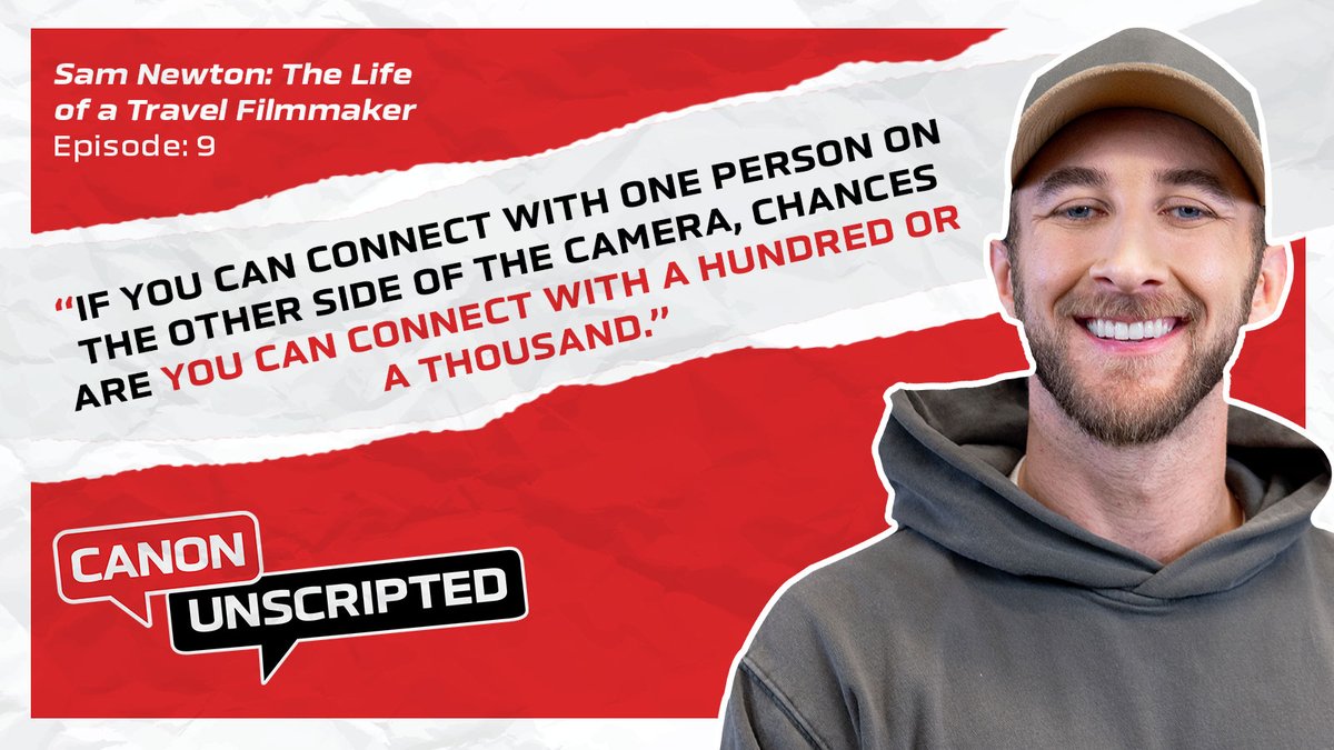 CanonUSA's tweet photo. Watch as Canon Co-Lab Ambassador Sam Newton shares insights from his journey as a filmmaker and content creator in this episode of #CanonUnscripted: https://t.co/Qtb1nzZLfX https://t.co/203Q3uKyL3