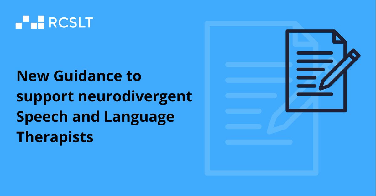 Our new guidance on Neurodivergence within the workforce is now available!

Drafted by SLTs with lived experience, it provides information and tools to directly support ND SLTs in the workforce and help colleagues create environments where they can thrive

rcslt.org/news/new-guida…