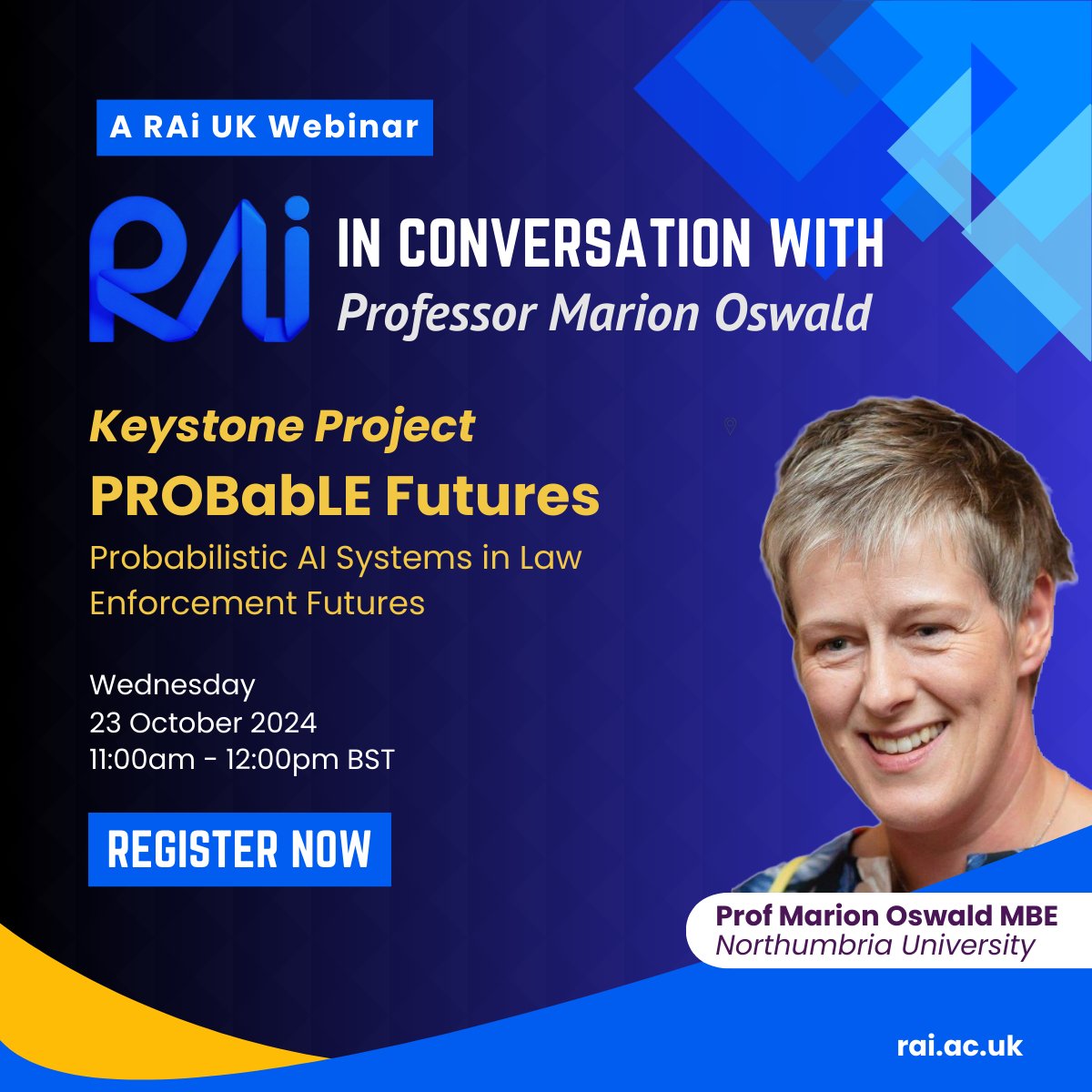 Responsible Ai UK (@responsibleaiuk) on Twitter photo 📢We’re back with next episode of <a href="/responsibleaiuk/">Responsible Ai UK</a> "In Conversation with" #webinar series!
Join us for an engaging session with <a href="/Marion_InfoLaw/">Prof Marion Oswald, MBE</a> and <a href="/joelefischer/">Joel Fischer</a> about the £3.4M PROBabLE Futures Project!
🗓 23 October 2024
⏰11:00am - 12:00pm
📌Register: events.teams.microsoft.com/event/2af48a35… 📢We’re back with next episode of <a href="/responsibleaiuk/">Responsible Ai UK</a> "In Conversation with" #webinar series!
Join us for an engaging session with <a href="/Marion_InfoLaw/">Prof Marion Oswald, MBE</a> and <a href="/joelefischer/">Joel Fischer</a> about the £3.4M PROBabLE Futures Project!
🗓 23 October 2024
⏰11:00am - 12:00pm
📌Register: events.teams.microsoft.com/event/2af48a35…