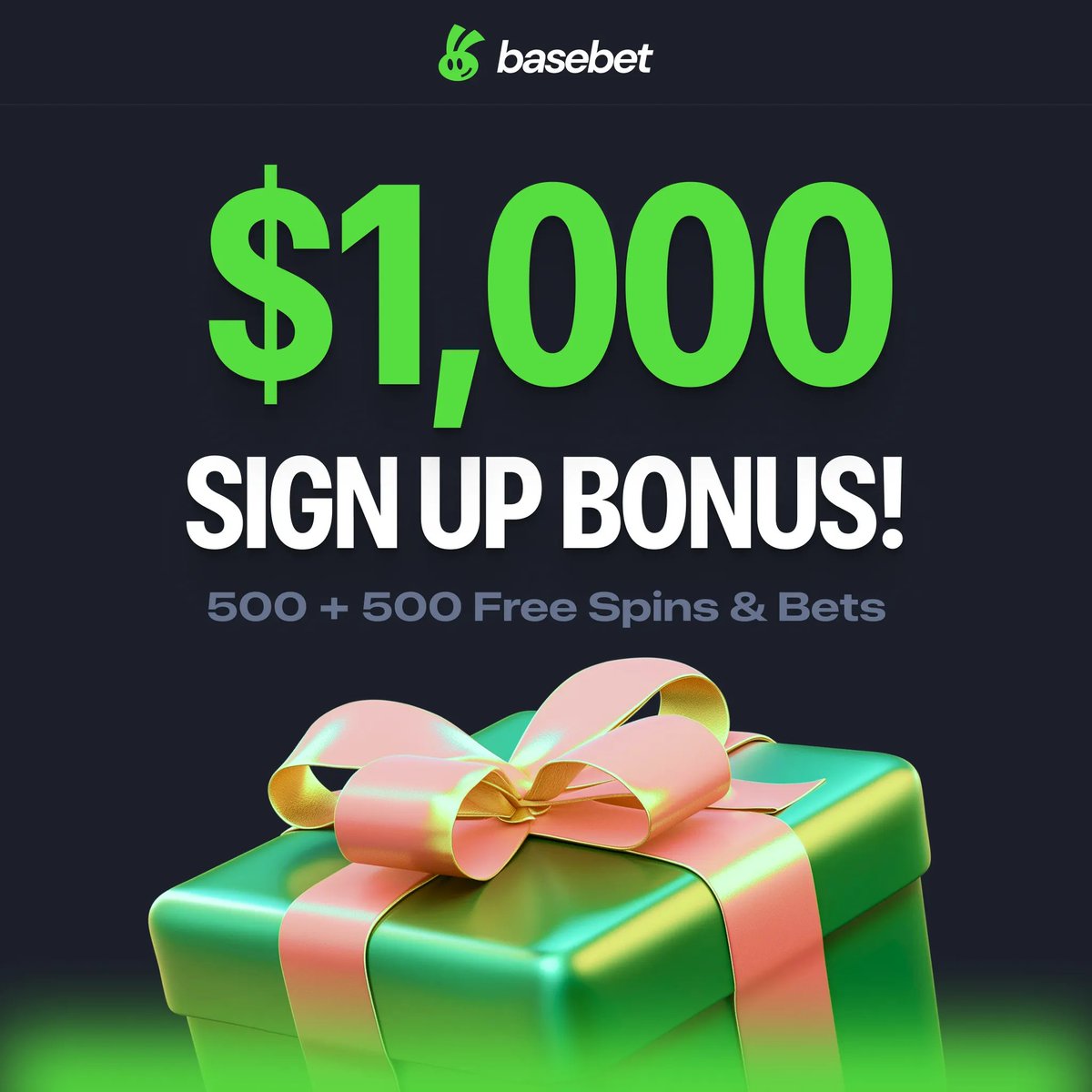 🎁 GIVEAWAY! 🎁

Basebet is celebrating the launch of its $1,000 Sign-Up Bonus &amp; $10,000 Weekly Race! Twenty lucky winners will receive 100 x $0.20 free spins each. 

To enter:
1. Comment your Basebet username below (sign up at basebet.io/?ref=solhub-b5…)
2. RT &amp; Like this post
3.
