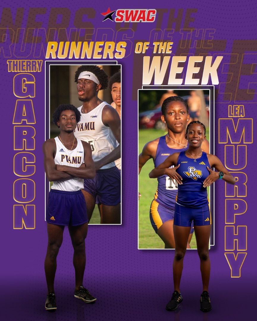 PVAMUXC: Congrats to Prairie View A&amp;M Cross Country athletes Therry Garcon and Lea Murphy for being named SWAC Runners of the Week! 🏅🔥 Keep making moves on and off the trail!