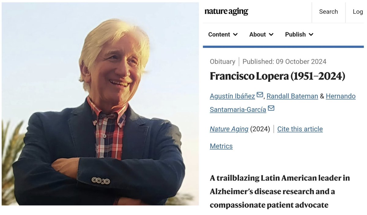 Hernando SantamarĆa-GarcĆa (@nanosanta) on Twitter photo With deep humility and admiration, we wrote this obituary for Dr. Lopera, a sensitive, compassionate neurologist and human being, and one of the foremost research leaders worldwide. A role model for many of us. Long life to his legacy. <a href="/AgustinIbanez/">Javier AgustĆn SebastiĆ”n IbaƱez</a> <a href="/RandallBateman3/">Randall Bateman</a> <a href="/NatureAging/">Nature Aging</a> With deep humility and admiration, we wrote this obituary for Dr. Lopera, a sensitive, compassionate neurologist and human being, and one of the foremost research leaders worldwide. A role model for many of us. Long life to his legacy. <a href="/AgustinIbanez/">Javier AgustĆn SebastiĆ”n IbaƱez</a> <a href="/RandallBateman3/">Randall Bateman</a> <a href="/NatureAging/">Nature Aging</a>
