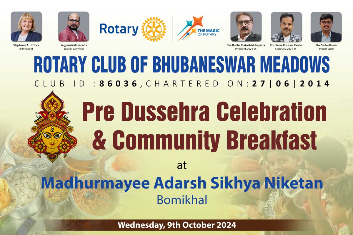 RCBMeadows's tweet image. Rotary Club of Bhubaneswar Meadows organized a delightful Community Breakfast for the wonderful children at Madhurmayee Adarsh Sikhya Niketan! 🎉🥳❤️🙏 #RotaryClub #CommunityBreakfast #ChildWelfare #MakingADifference