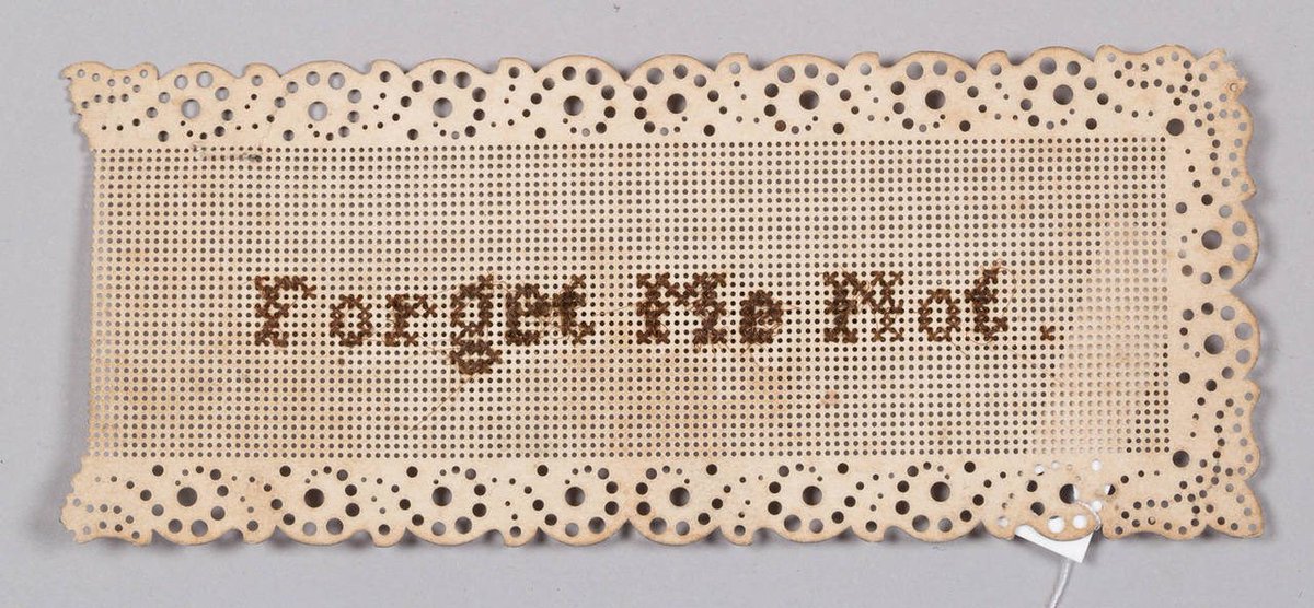 Paper embroidered with “Forget Me Not,” Victorian era