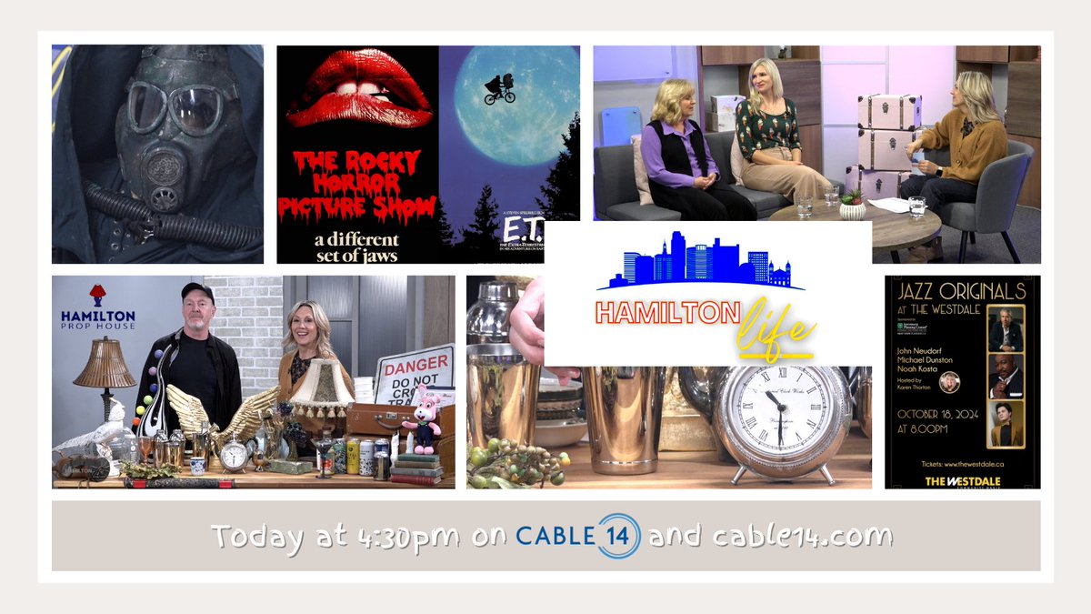 cable14's tweet photo. Tune into #HamiltonLife today at 4:30pm!

@TheWestdale  shares what's happening this month from jazz to movies &amp; learn about Hamilton Prop House, a unique space in Hamilton where you create, work and have fun!

Watch on Cable 14 📺 &amp; https://t.co/CYbc8nbu24 💻 https://t.co/pNXHpzxDSz