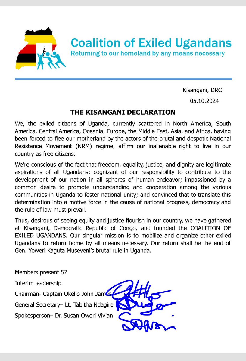 Official statement from Coalition of Exiled Ugandans. No more massaging the dictator and his cronies. #Tujja #M7MustGo and now!