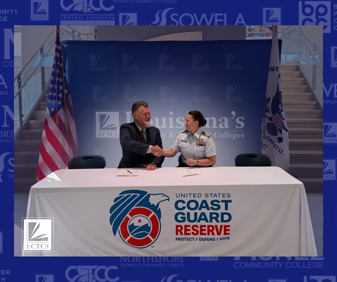 Expanding partnerships and shaping futures! Dr. Monty Sullivan and Commander Elizabeth Newton just signed a Letter of Intent to extend the USCG Direct Enlistment Lateral Entry Program to all twelve of Louisiana's community and technical colleges — creating diverse pathways for