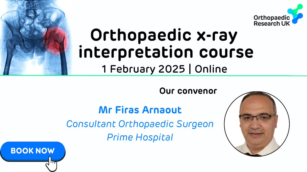 Registration is now open for our popular #orthopaedic #xray interpretation course organised by our expert convenor, Mr Firas Arnaout <a href="/primehealthme/">PRIME Health</a> Book your place now bit.ly/orthxray2025 <a href="/bomsa/">ziani Mosta</a>
<a href="/bota_uk/">BOTA</a> <a href="/OrthoM8/">Ortho M8</a> <a href="/BritOrthopaedic/">BOA</a> <a href="/ROHNHSFT/">The Royal Orthopaedic Hospital</a> <a href="/NHSuk/">NHS</a>