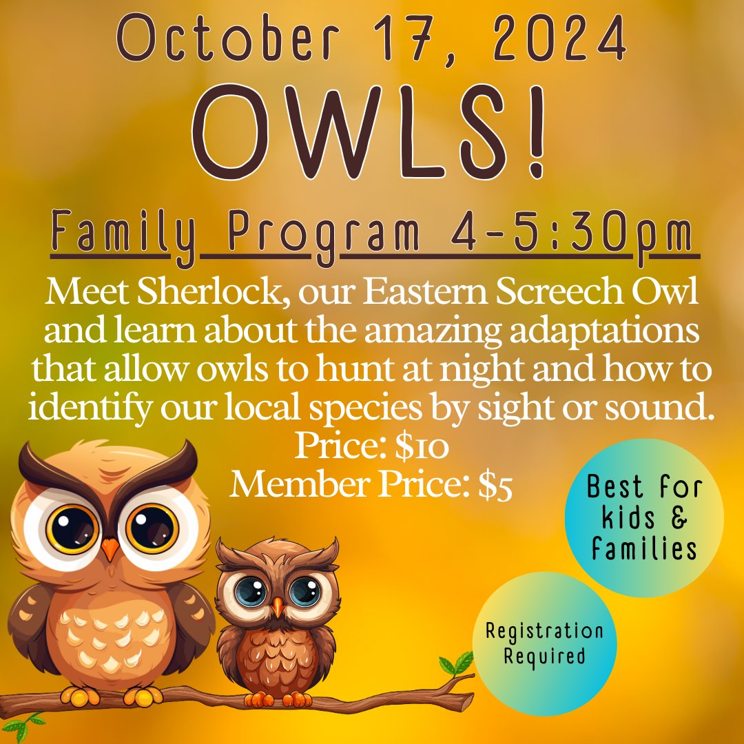 Join us in the classroom for an owl craft and story time before we head out for a late afternoon walk call to the owls, and listen for owl activity.
$5 for Members
$10 for Non-Members
Make sure you register by phone or email:
585-336-3035
HelmerNatureCenter@gmail.com