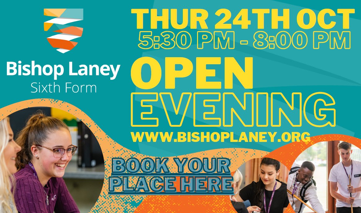 Thurs 24th Oct is our Bishop Laney Open Evening! BOOK NOW via Eventbrite: eventbrite.co.uk/e/open-evening…
Discover all we have to offer at #yourlocalsixthform! Whether you're a prospective student, a parent, or simply curious about what we can offer in Sept 2025 or 2026... BOOK NOW!