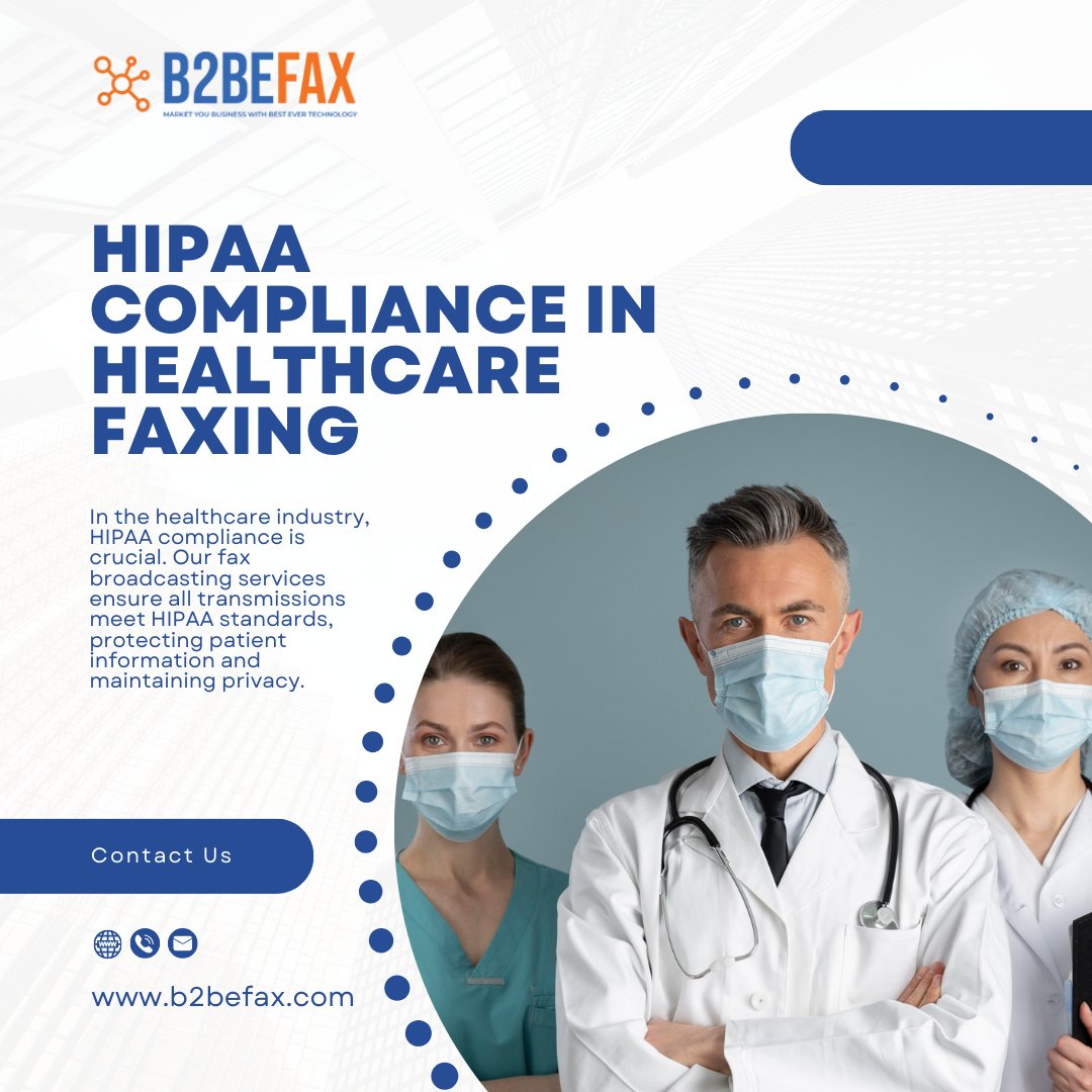 B2bEfax's tweet image. In the healthcare industry, HIPAA compliance is crucial. Our fax broadcasting services ensure all transmissions meet HIPAA standards, protecting patient information and maintaining privacy.
.
.
.
.
.
#Healthcare #HIPAACompliance #SecureFaxing #b2befax #onlinefax