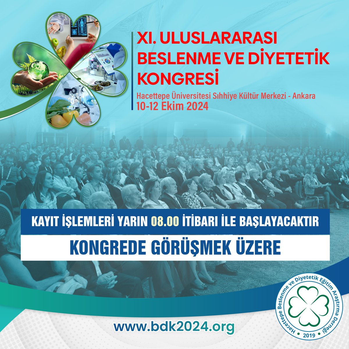 hacettepe_bdk's tweet photo. Kayıt işlemleri yarın 08.00 itibarı ile Hacettepe Üniversitesi Sıhhiye Kültür Merkezi'nde başlayacaktır. Kongrede görüşmek üzere! 👋
#BDK2024 #BeslenmeveDiyetetik #PlazaEvent https://t.co/ha0S7WEwUB