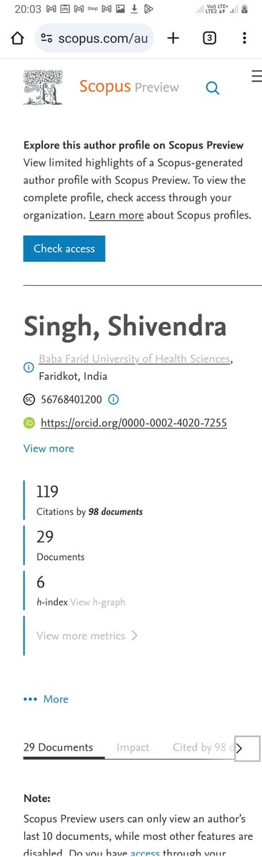 Shivendra Singh 
Assistant Librarian, Guru Gobind Singh Medical College 
Scopus Author profile 
scopus.com/authid/detail.…