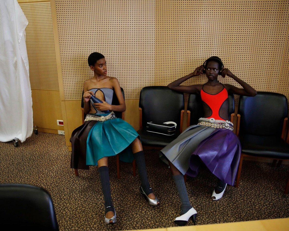 highsnobiety's tweet photo. Backstage at Miu Miu's Spring/Summer 2025 show photographed by Michella Bredahl https://t.co/3LynNGPYKg