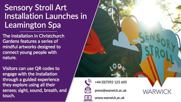 Warwick Newsroom (@warwicknewsroom) on Twitter photo 📰 New art installation combines mindfullness and nature
Find out how you can enjoy the new Sensory Stroll in Leamington 👉warwick.ac.uk/newsandevents/…
<a href="/uniofwarwick/">University of Warwick</a> <a href="/Warwick_DC/">Warwick District Council</a> <a href="/WarwickRegional/">Warwick Regional</a> 📰 New art installation combines mindfullness and nature
Find out how you can enjoy the new Sensory Stroll in Leamington 👉warwick.ac.uk/newsandevents/…
<a href="/uniofwarwick/">University of Warwick</a> <a href="/Warwick_DC/">Warwick District Council</a> <a href="/WarwickRegional/">Warwick Regional</a>