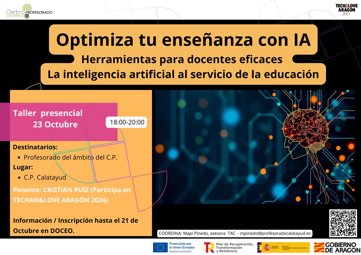 De nuevo en casa y en qué buena compañía, siempre es un reto emocionante volver a subirme al andamio. <a href="/cpcalatayud/">CENTRO DE PROFESORADO CALATAYUD</a> <a href="/jordi_a/">Jordi Adell</a> <a href="/tomasguajardo/">Tomas Guajardo</a> <a href="/victorjuan/">Víctor Juan</a> <a href="/jutruan/">Julián Trullenque</a> <a href="/diegoarroyom/">Dieg 🎯</a> <a href="/japbello/">Juan A. P. Bello</a> <a href="/RevForumAragon/">Revista Forum Aragón</a> <a href="/PaulBoutroux/">Paul Boutroux</a> <a href="/maestromonreal/">CPI MAESTRO MONREAL</a> <a href="/educacion3_0/">EDUCACIÓN 3.0</a> <a href="/francho2punto0/">Francho Lafuente</a> <a href="/UtopiasEduca/">Utopías Educativas</a>