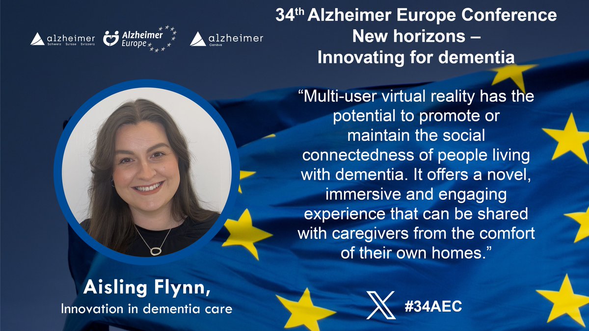 Alzheimer Europe (@alzheimereurope) on Twitter photo #34AEC Meet the speakers: Aisling Flynn <a href="/AislingFlynn14/">Aisling Flynn</a> is speaking at the <a href="/AlzheimerEurope/">Alzheimer Europe</a> conference 'New horizons - Innovating for dementia' on 'Virtual reality to promote social connectedness for people with dementia and their carers.' #34AEC Meet the speakers: Aisling Flynn <a href="/AislingFlynn14/">Aisling Flynn</a> is speaking at the <a href="/AlzheimerEurope/">Alzheimer Europe</a> conference 'New horizons - Innovating for dementia' on 'Virtual reality to promote social connectedness for people with dementia and their carers.'