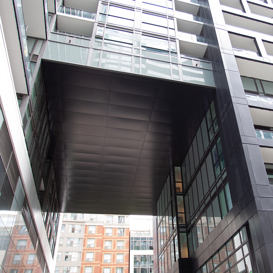 On_Panelization's tweet image. We&apos;re excited to announce the completion of the Time and Space Community Condos in Toronto, Ontario! 🎉 The sleek ACM (Aluminum Composite Material) cladding brings a modern touch to this striking development. #Construction #BuildingEnvelope #ACM #FacadeCompletion