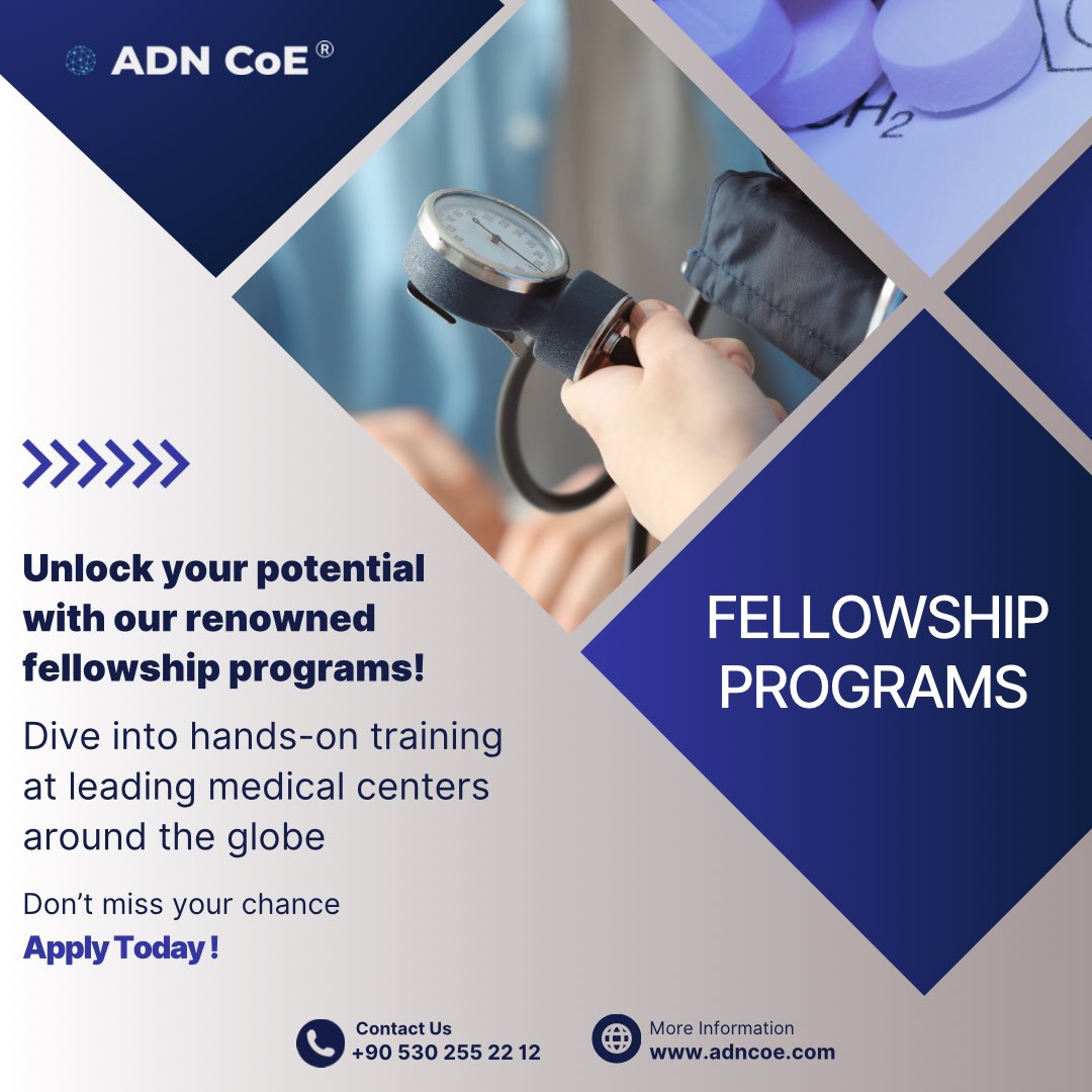 adn_coe's tweet image. Unlock Your Potential with Our Renowned Fellowship Programs!
Don’t miss your chance to elevate your expertise—apply today!
For more information, visit our website adncoe.com 
or contact us at +90 539 821 47 47.
#Fellowships #fellowshipprograms #medicaleducation #CME