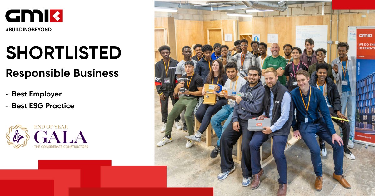 We are happy to announce that our Responsible Business Team have been #shortlisted at the <a href="/CCScheme/">Considerate Constructors Scheme</a> Gala Awards 2024 in two categories 👏 🟥

#Buildingbeyond #BuildybyGMI #ConstructionCares❤️ #Shortlist #CCS