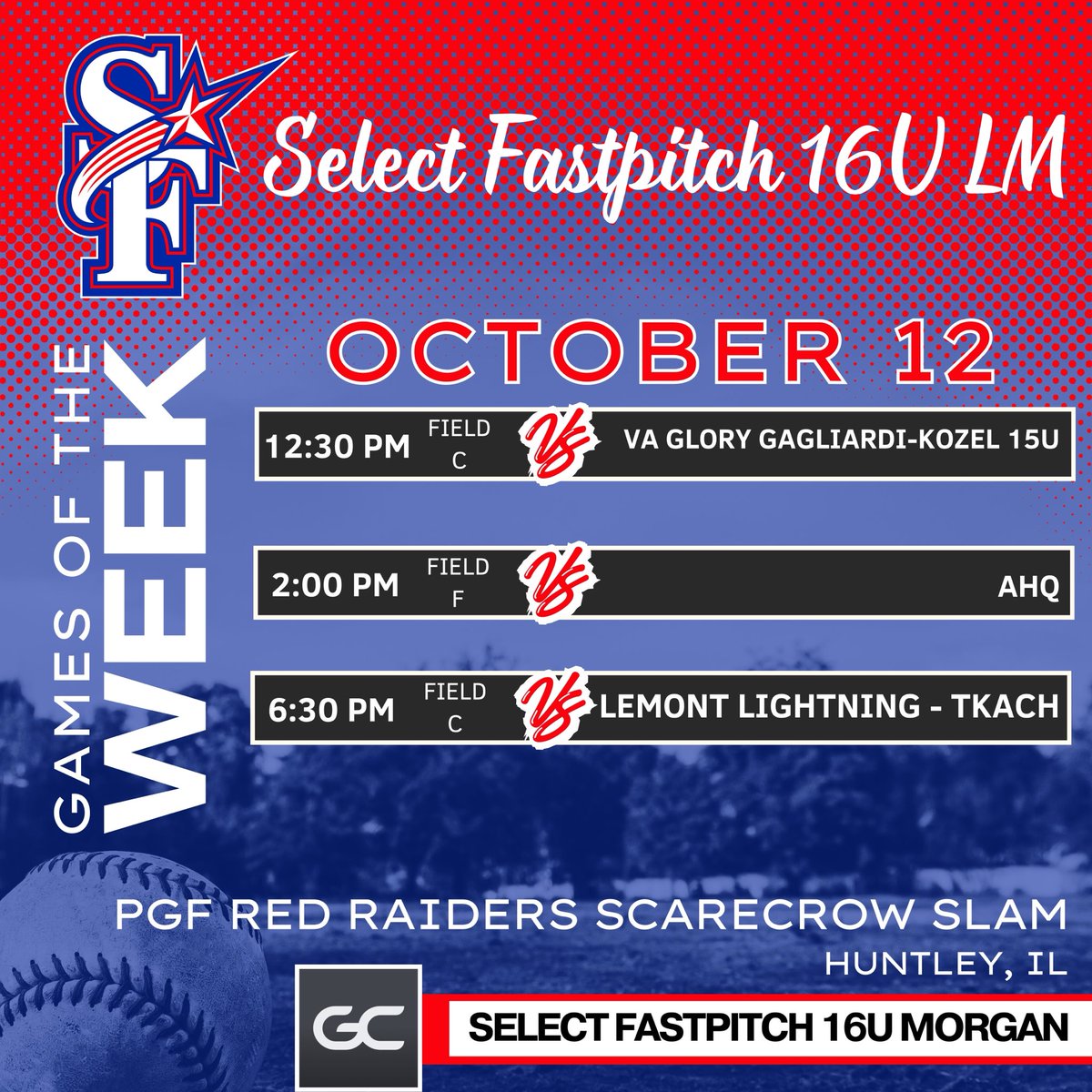 It's game week!  Come visit us this weekend at Tomaso Park in Huntley, IL starting Saturday at 12:30!