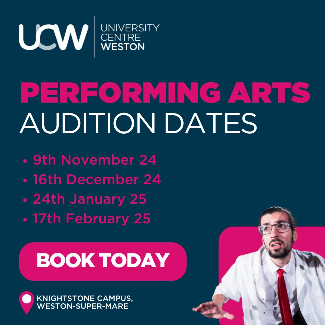 Looking to make a name for yourself in the world of Performing Arts?🩰 Auditions for our Musical Theatre BA (Hons), Acting and Performance Making. BA (Hons) and Dance for Commercial Performance BA (Hons) are here! 🕺🎭

Book now at the link below! 👇
ucw.ac.uk/event/performi…