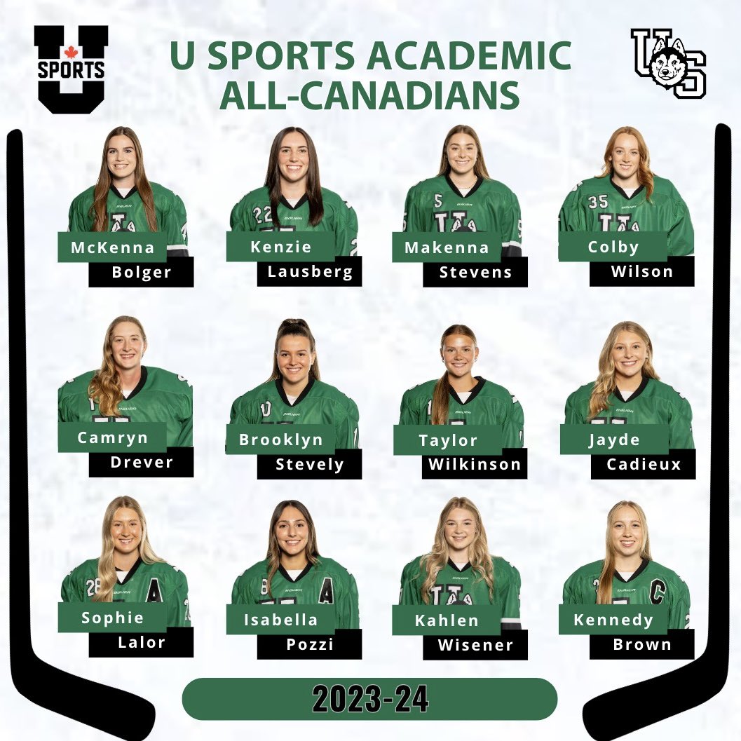 Big Congrats to our U SPORTS Academic All-Canadians! 
Congratulations to:
 -McKenna Bolger
 -Kenzie Lausberg
 -Makenna Stevens
 -Colby Wilson
 -Camryn Drever
 -Brooklyn Stevely
 -Taylor Wilkinson
 -Jayde Cadieux
 -Sophie Lalor
 -Isabella Pozzi
 -Kahlen Wisener
 -Kennedy Brown