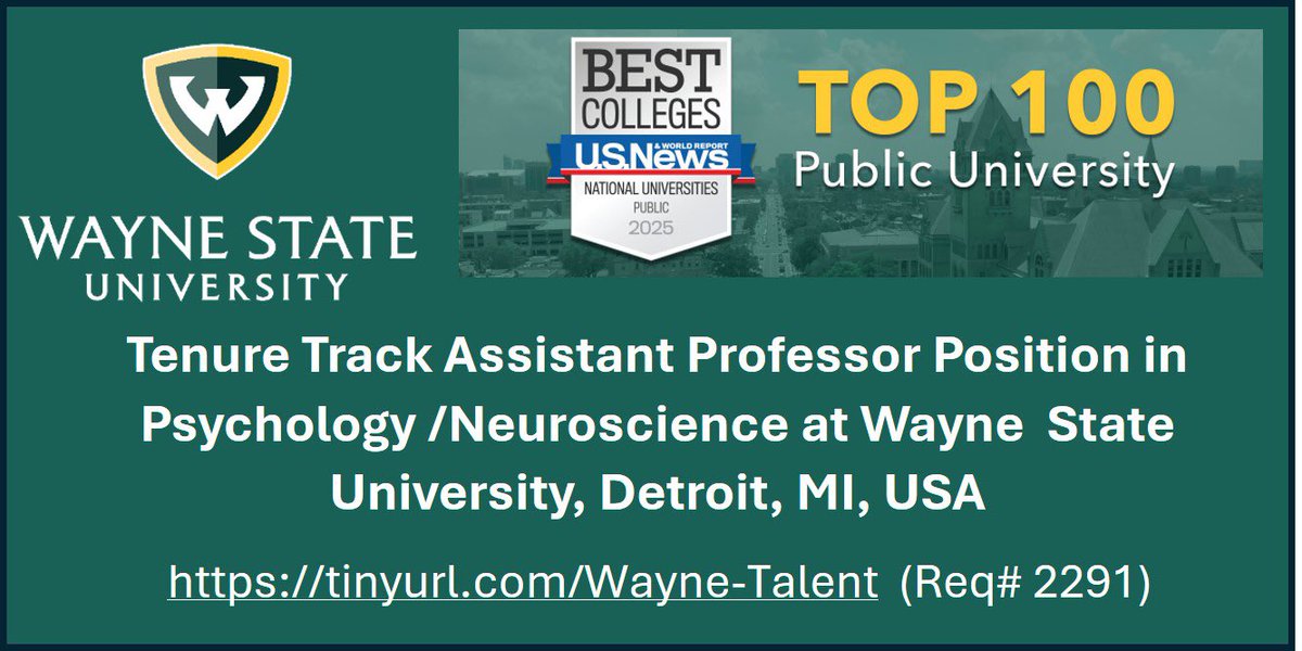 Come work with us! We are hiring a tenure-track Assistant Professor with a focus on neuroscience! For more info and to apply, go to: waynetalent.csod.com/ux/ats/careers…