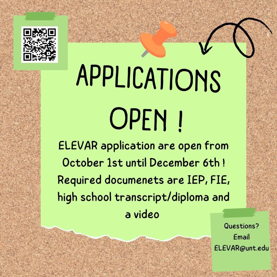 UNT ELEVAR (@untelevar) on Twitter photo ELEVAR applications are now open! We are so excited to begin the process for welcoming Cohort 5! Visit the link to apply! unt.az1.qualtrics.com/jfe/form/SV_78… ELEVAR applications are now open! We are so excited to begin the process for welcoming Cohort 5! Visit the link to apply! unt.az1.qualtrics.com/jfe/form/SV_78…
