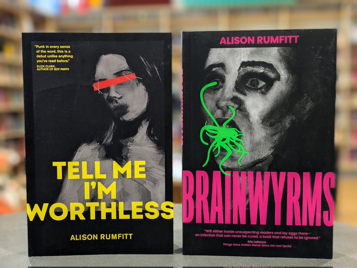 BlackwellsManchester (@blackwellsmcr) on Twitter photo 4. <a href="/hangsawoman/">Alison Rumfitt</a>'s novels provoke very animated discussions on the shop floor, and if you haven't read the terrifying Tell Me I'm Worthless or the disgustingly prescient Brainwyrms, well: you're in for a real treat. Content warnings are there for a reason, kids! 4. <a href="/hangsawoman/">Alison Rumfitt</a>'s novels provoke very animated discussions on the shop floor, and if you haven't read the terrifying Tell Me I'm Worthless or the disgustingly prescient Brainwyrms, well: you're in for a real treat. Content warnings are there for a reason, kids!