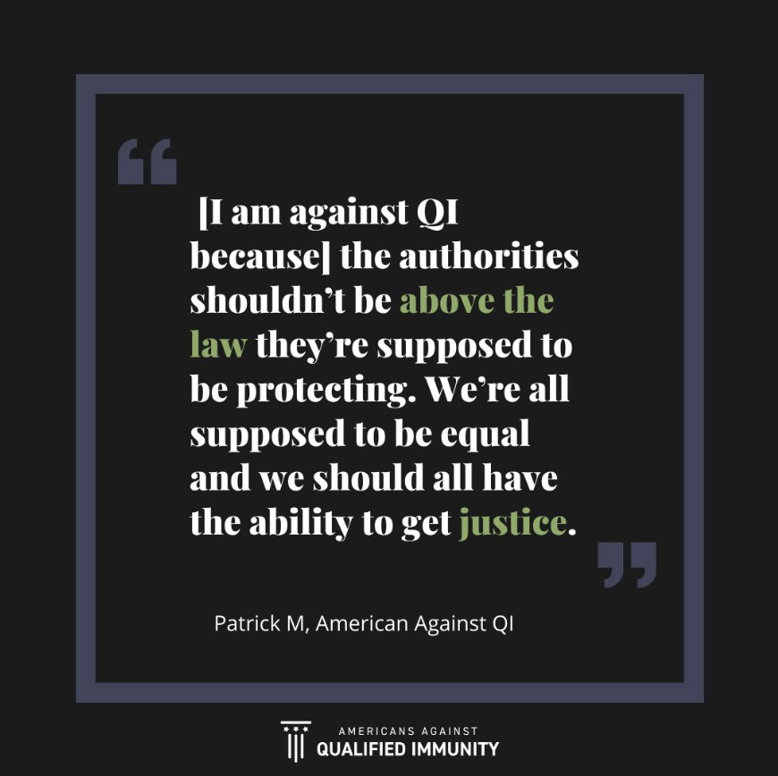 USAgainstQI's tweet photo. Government officials shouldn’t be above the law. Do you agree? Let us know by clicking the link below:
https://t.co/85xP9Ei2bq
#endqualifiedimmunity #aaqi #endqi https://t.co/QkI7kDeLMz