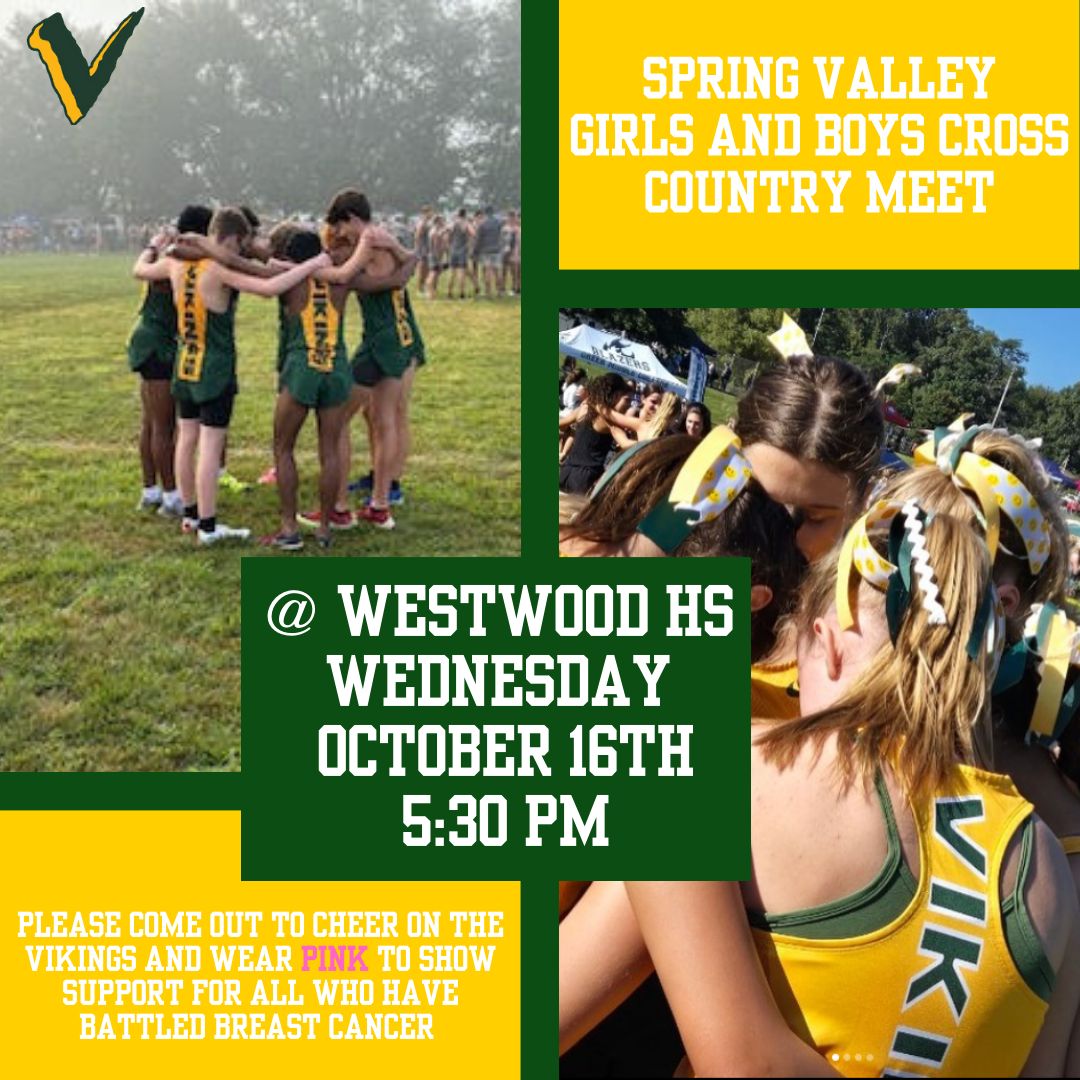 Let's come together on October 16th to support the Vikings at the cross-country meet and show our love for those battling breast cancer. Wear pink to show your support and cheer on the team. Let's unite as a community to encourage those facing this challenge.