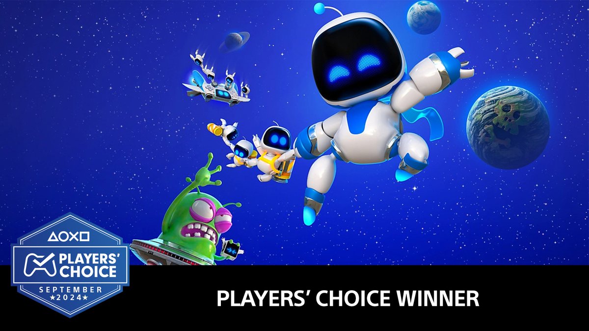 PlayStationEU's tweet image. Your votes are in! Astro Bot wins Players' Choice for September.

See the full list: play.st/3YkiKxB