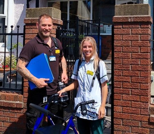 BlackpoolHosp's tweet photo. Two Community teams at BTH have teamed up to trial a special walking aid ‘MOT’ clinic in care homes across Fylde and Wyre to help prevent falls and keep people mobile.  

Read the full story here: https://t.co/sLXdU87HXe 

#communityservicesweek #proudofcommunity https://t.co/RKleEdWW9Z