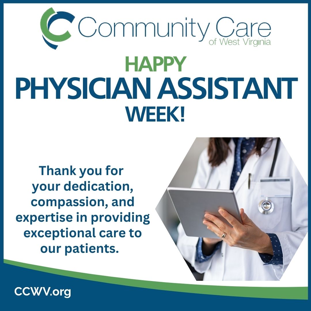 Happy National PA Week to all the dedicated Physician Assistants at CCWV! Their compassion and expertise in healthcare make a difference in the lives of our patients. They are appreciated!
#CommunityCareofWV #CCWV #PAWeek