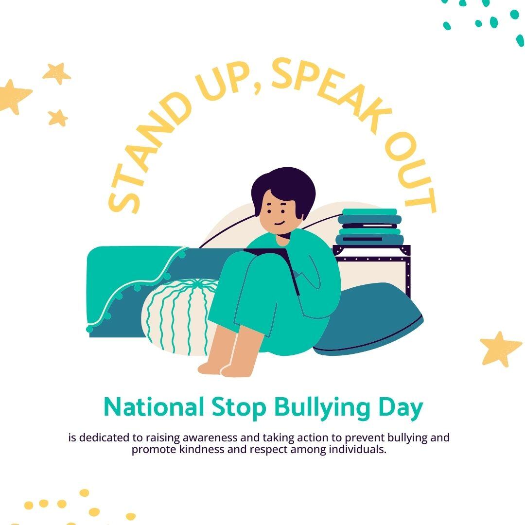 ✋ Stand Up, Speak Out! ✋ Today is National Stop Bullying Day. Let's come together to create a safe and supportive environment for everyone.

Every action counts. Together, we can make a difference. #StopBullyingDay #StandUpSpeakOut #BeKind #EndBullying