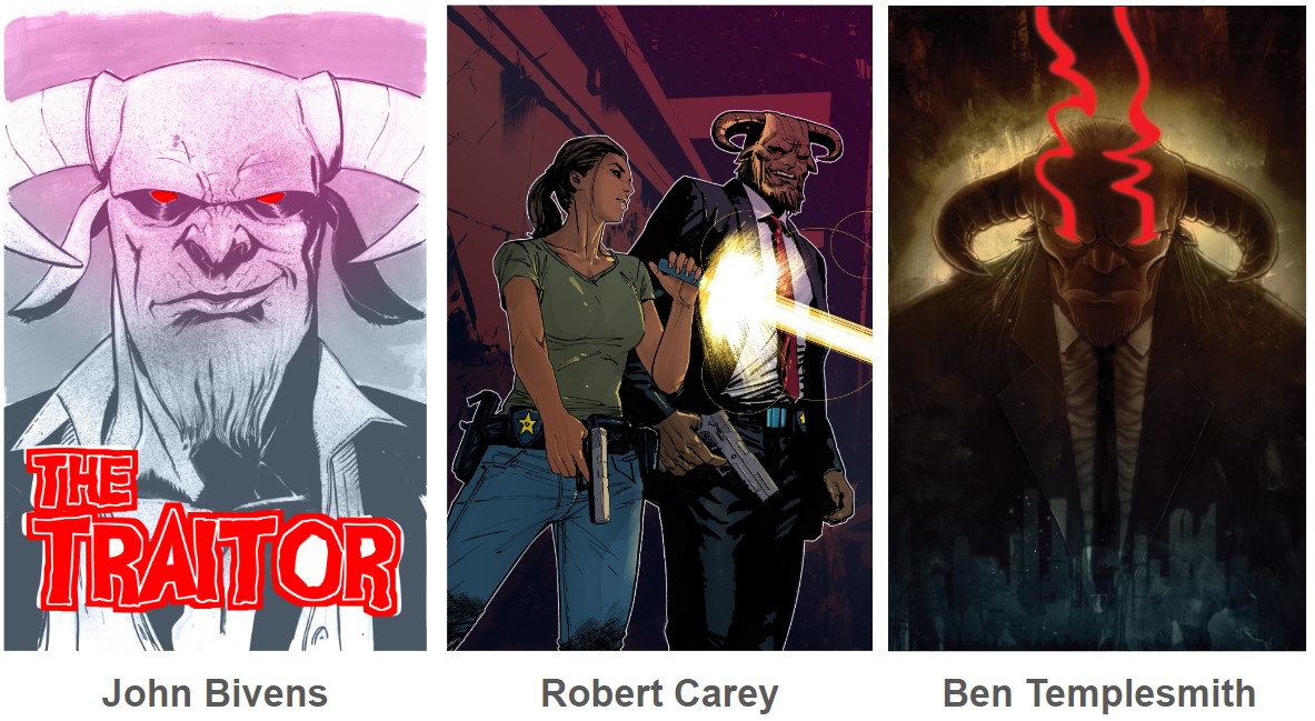 trevoramueller's tweet photo. First stretch goal unlocked!

@Templesmith is revealed as our final pinup artist! Joining fellow creators like @John_Bivens &amp; @RobCareyArtist!

I'm so grateful to these incredible artists for their contributions to DEMON CITY!

You can get all 3 pinups as an add-on!

#comics https://t.co/mb8mpeG5pj