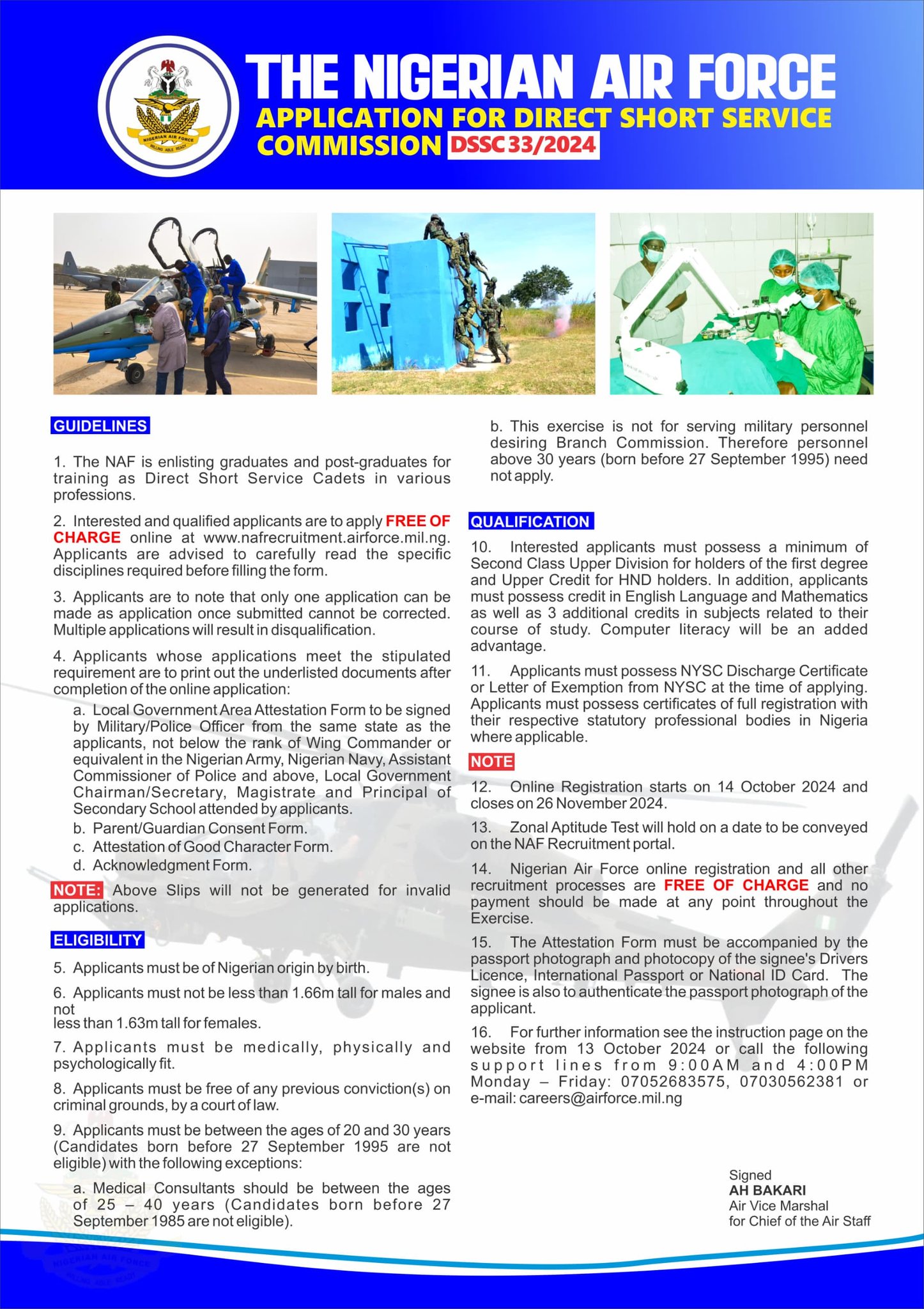 Nigerian Air Force on X: &ldquo;APPLICATION FOR DIRECT SHORT SERVICE 