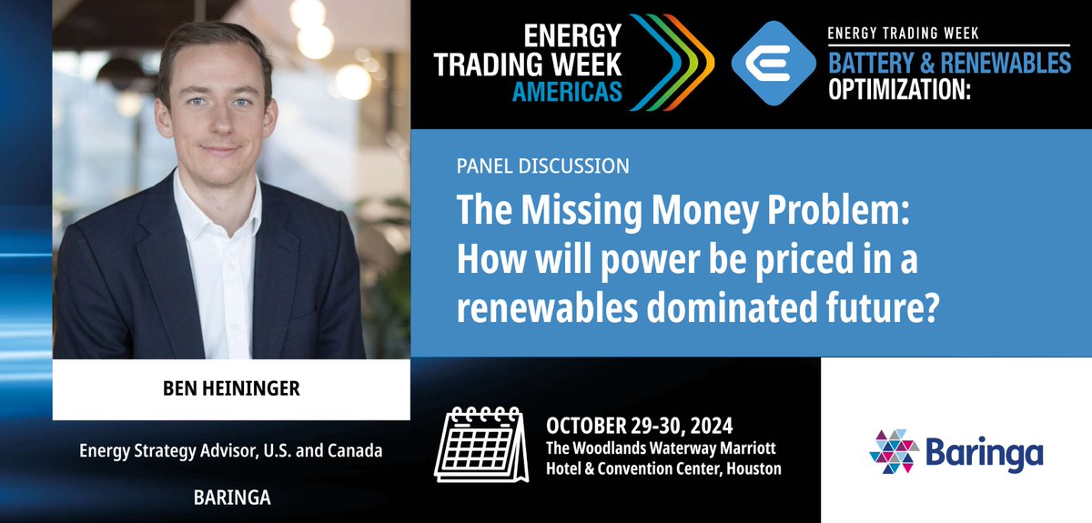 We are looking forward to connecting with industry leaders at Energy Trading Week Americas in Houston. If you'll be there please reach out to Baris, Ben, Joe, Christian and Lisa to meet. And be sure to attend the "Missing Money" panel and stop by our booth.