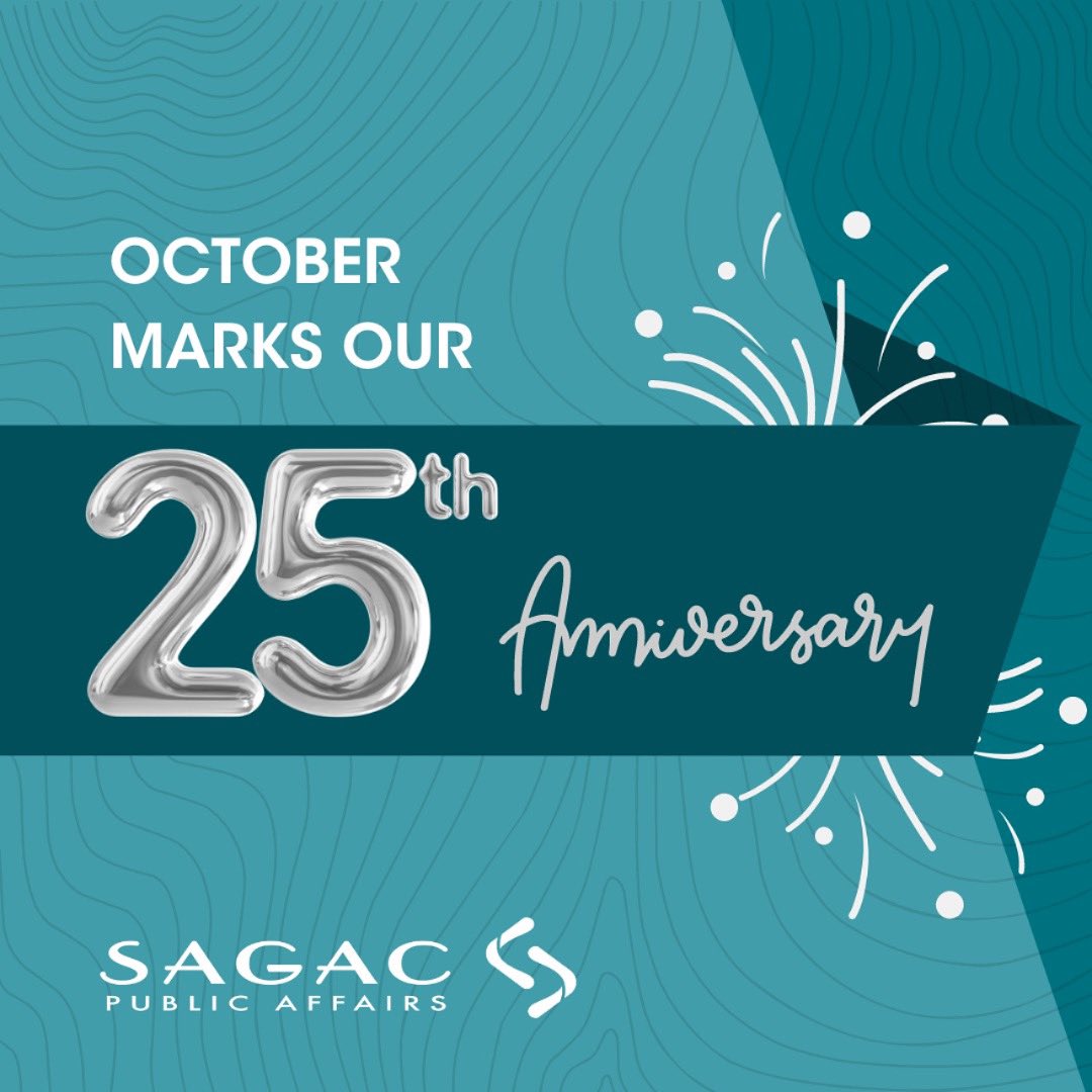 October marks our 25th anniversary! Join in on the excitement and stay tuned. Here’s to 25 years of delivering results. 

#Sagac #PublicAffairs #Sagac25Years