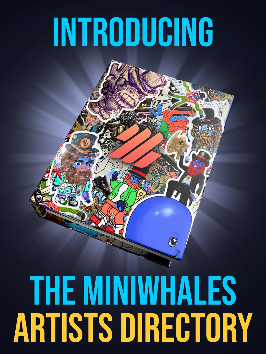 MiniWhales_ai's tweet image. Before we kick off the “Who’s That Curator?” contest, check out our Artists Directory book! 📕 

We’re proud to share that the cover is graced by artists that participated in the “Make Your Own Manny” project!

We loved them so much that it will be forever immortalized on the…