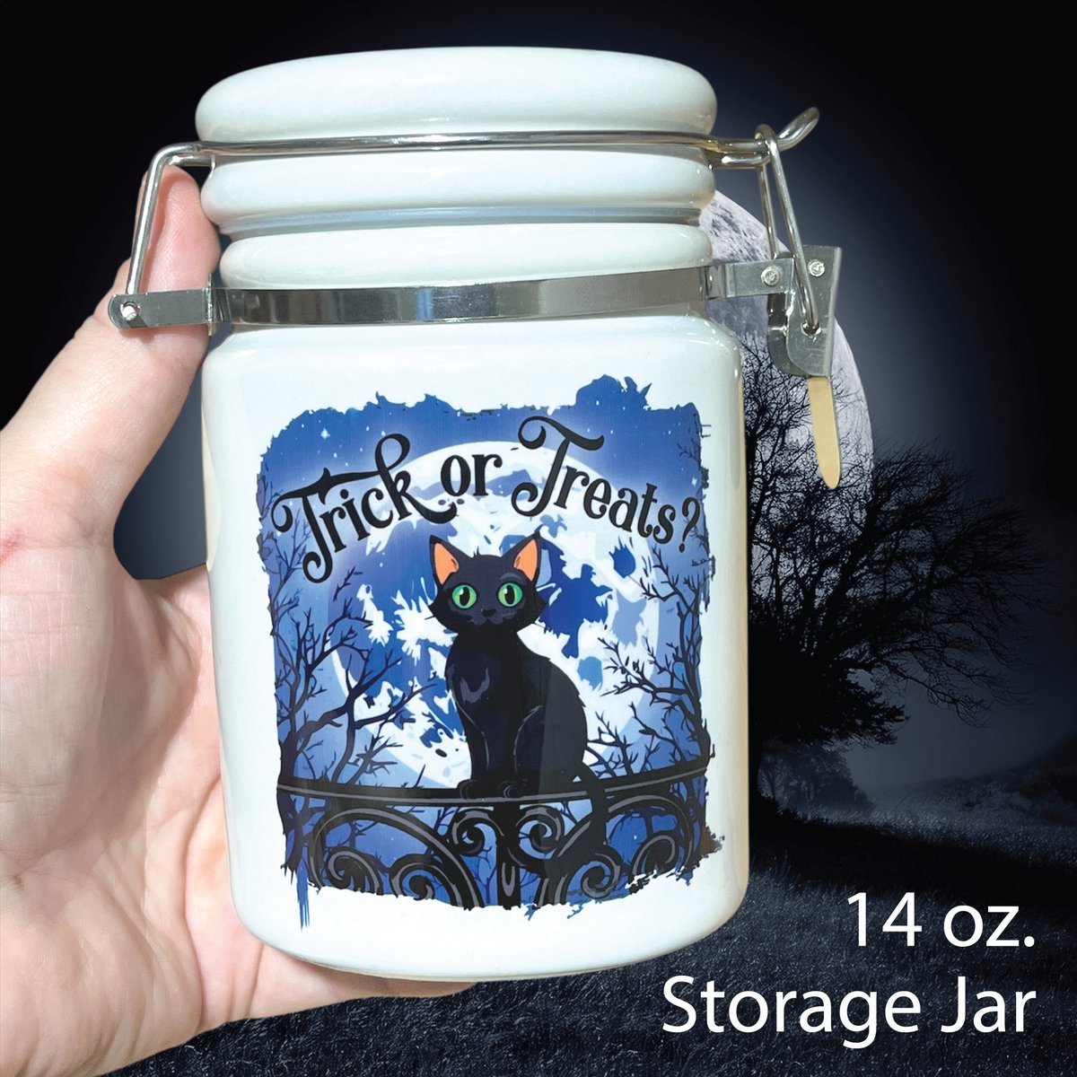 LabelStopInc's tweet photo. Black Cat Trick or Treats? Ceramic Storage Jar now available for purchase! A PUUUR-fect addition to your Halloween Decor. 
Order Today: https://t.co/9LzSohxqKr https://t.co/jGAhsMF51w